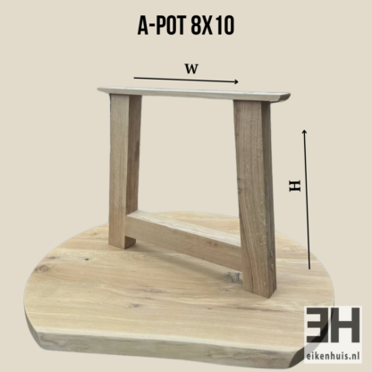 Tafelpoten van massief eikenhout A-pot – 8×10 – 73 cm