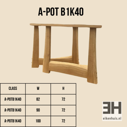 Tafelpoten van massief eikenhout A-pot – B1K40 - Afbeelding 2
