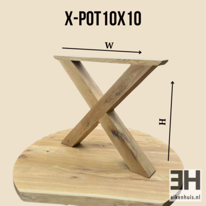 Tafelpoten van massief eikenhout X pot 10 x 10 - Afbeelding 2